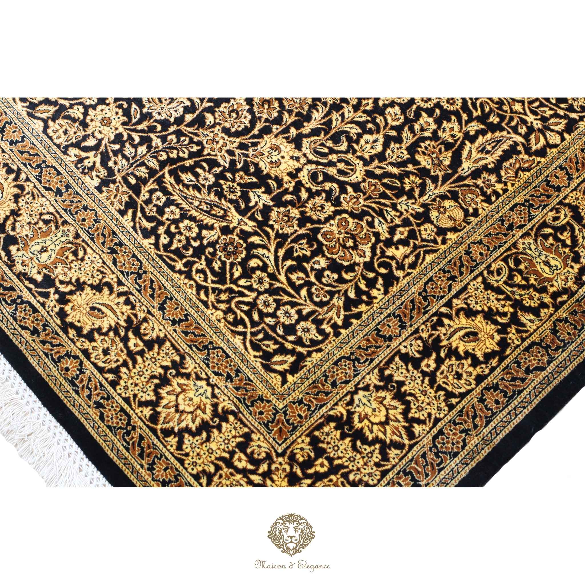Alfombra persa exclusiva de seda pura, anudada a mano, teñida de forma natural, obra maestra de alta gama, firmada, 100x152 cm