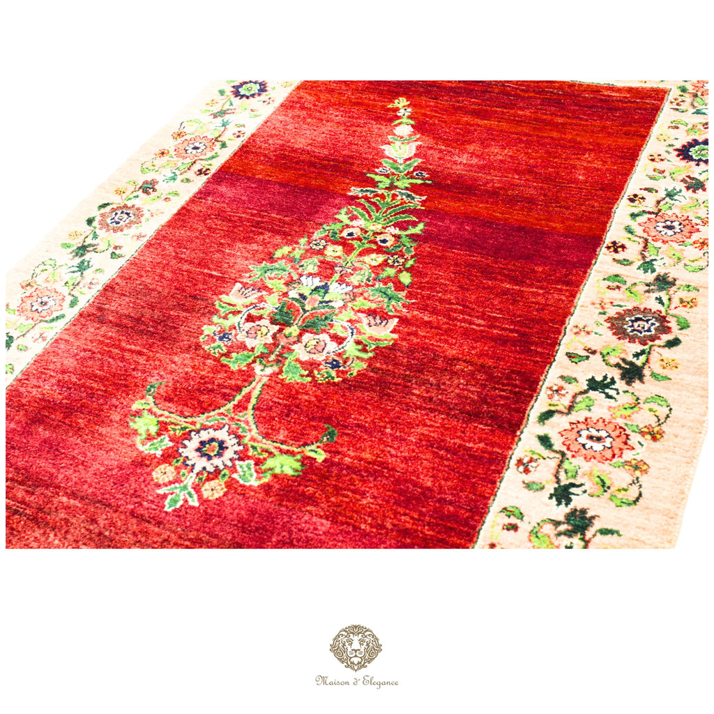 Alfombra Loribaft rojo persa Artesano nómada | Lana Artesanal diseño de ciprés 104x173 cm