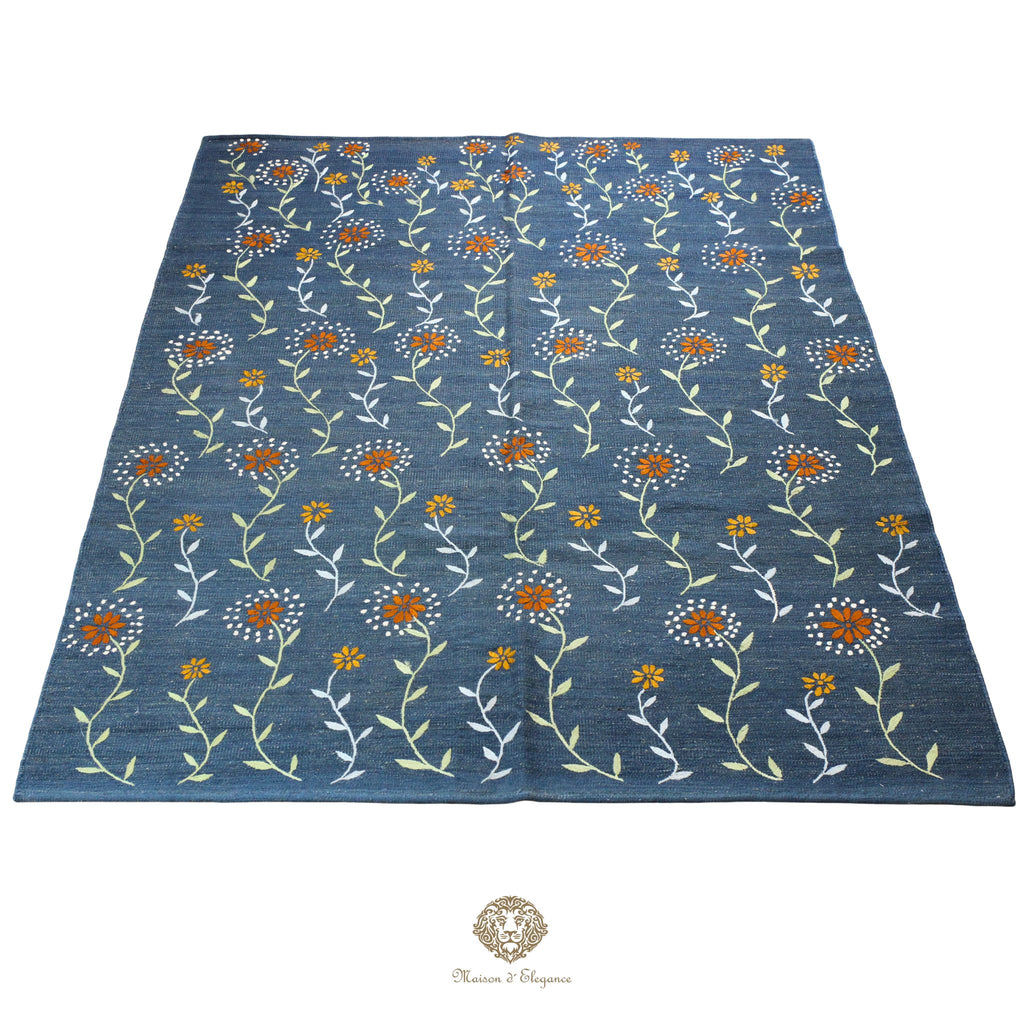 Kilim única moderna Tejido a Mano | Alfombra Plana de Lana y Seda con Tintes Naturales 170x227 m