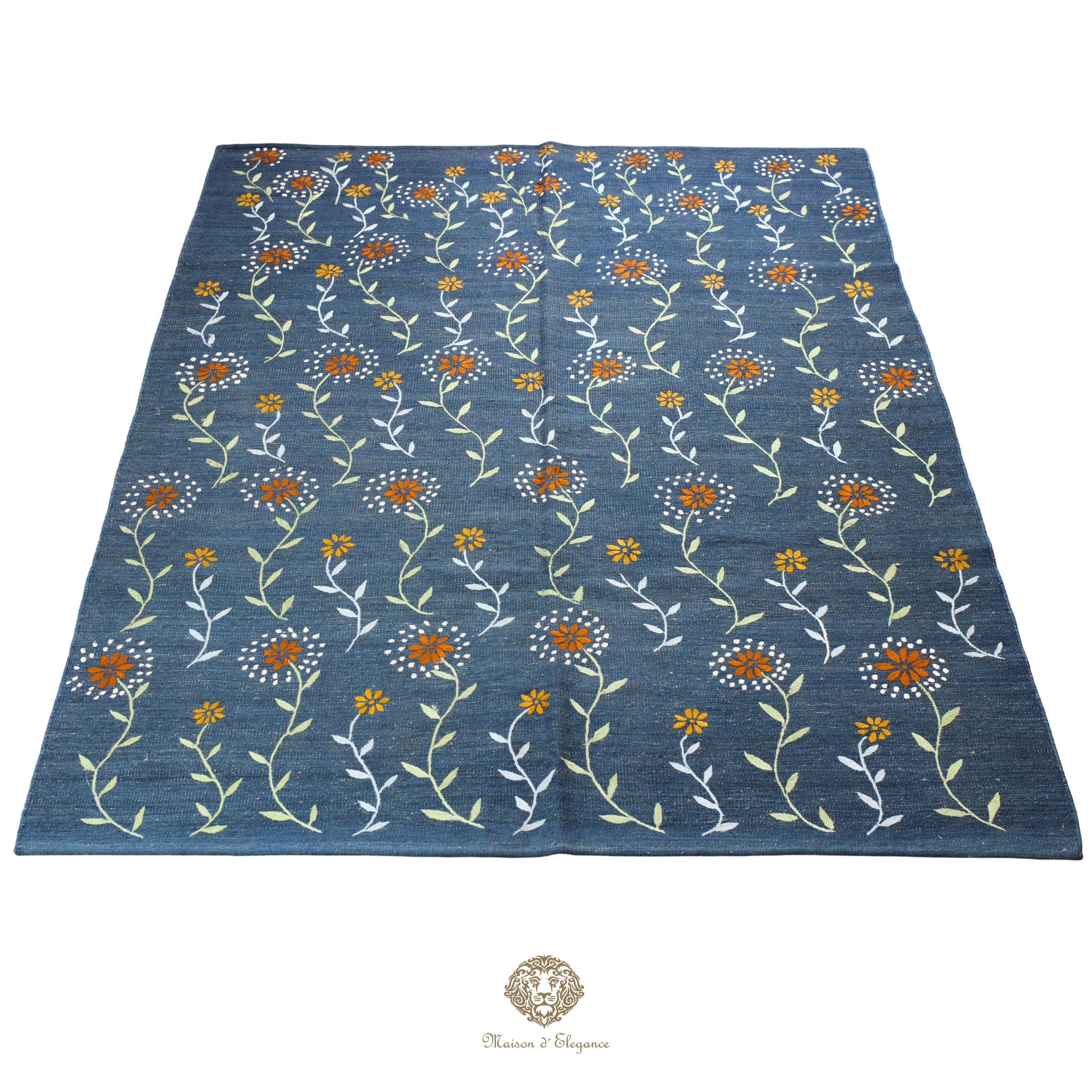 Kilim única moderna Tejido a Mano | Alfombra Plana de Lana y Seda con Tintes Naturales 170x227 m