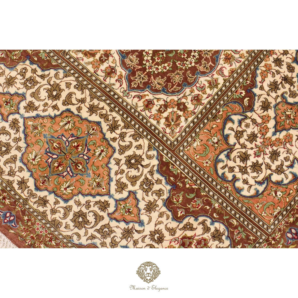 High-End Pure Silk Persian Rug - Hand-Knotted Natural Dyed Masterpiece with Signature