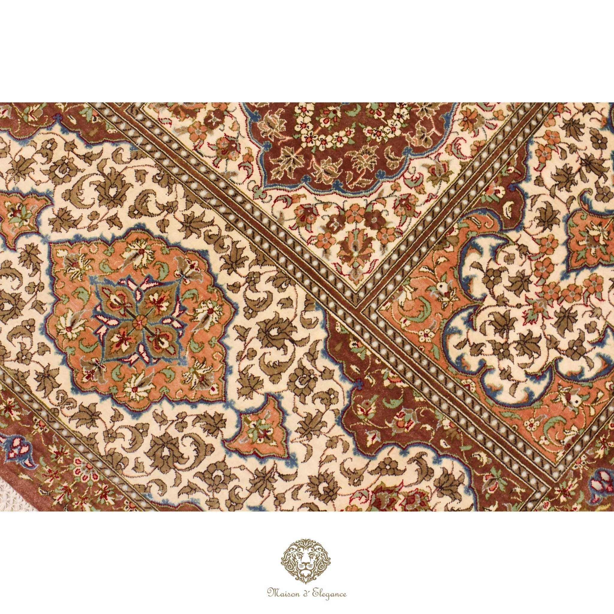 High-End Pure Silk Persian Rug - Hand-Knotted Natural Dyed Masterpiece with Signature