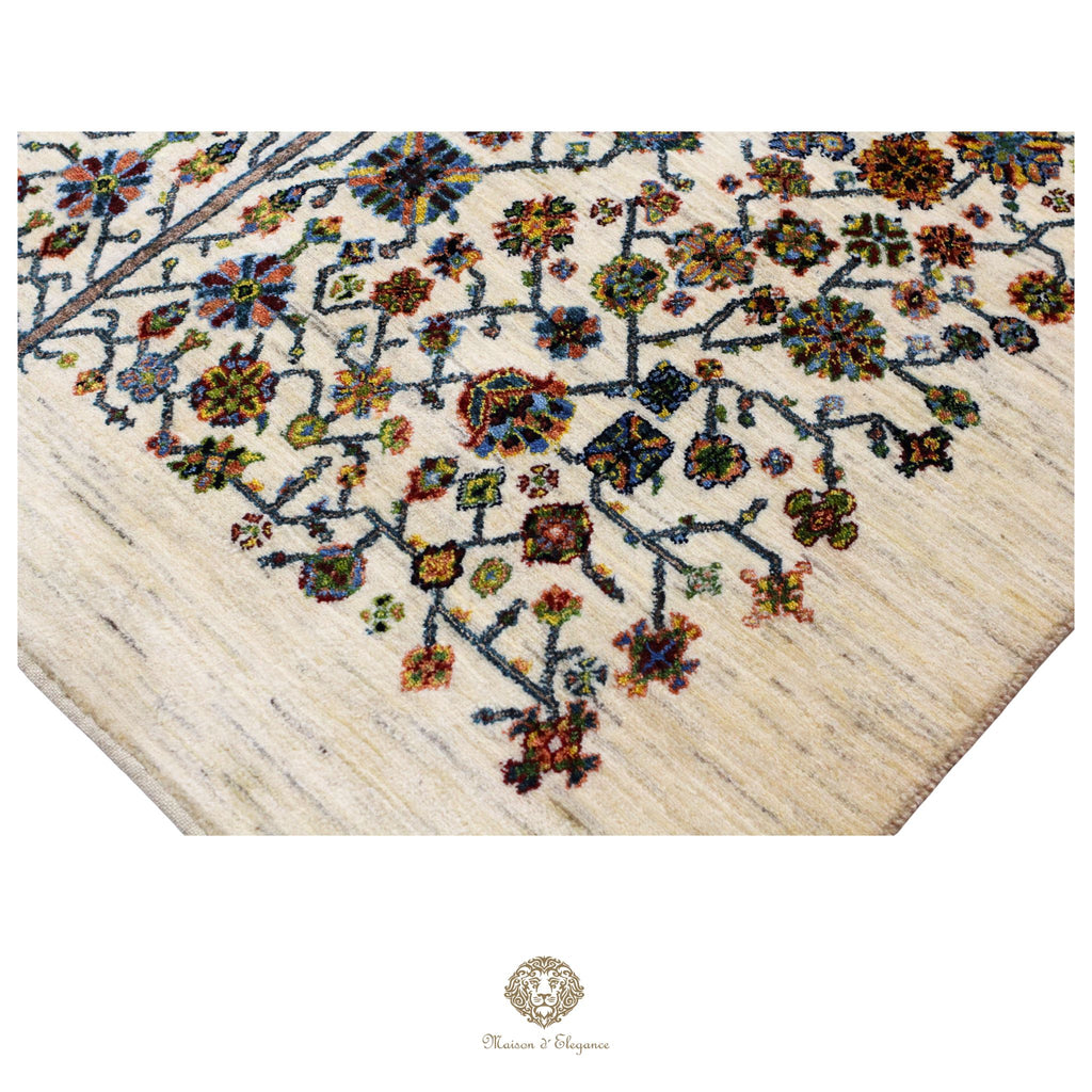 Alfombra persa Trible Fine Kashkuli con tintes naturales | Loribaft de lana hecha a mano 147 x 200 cm