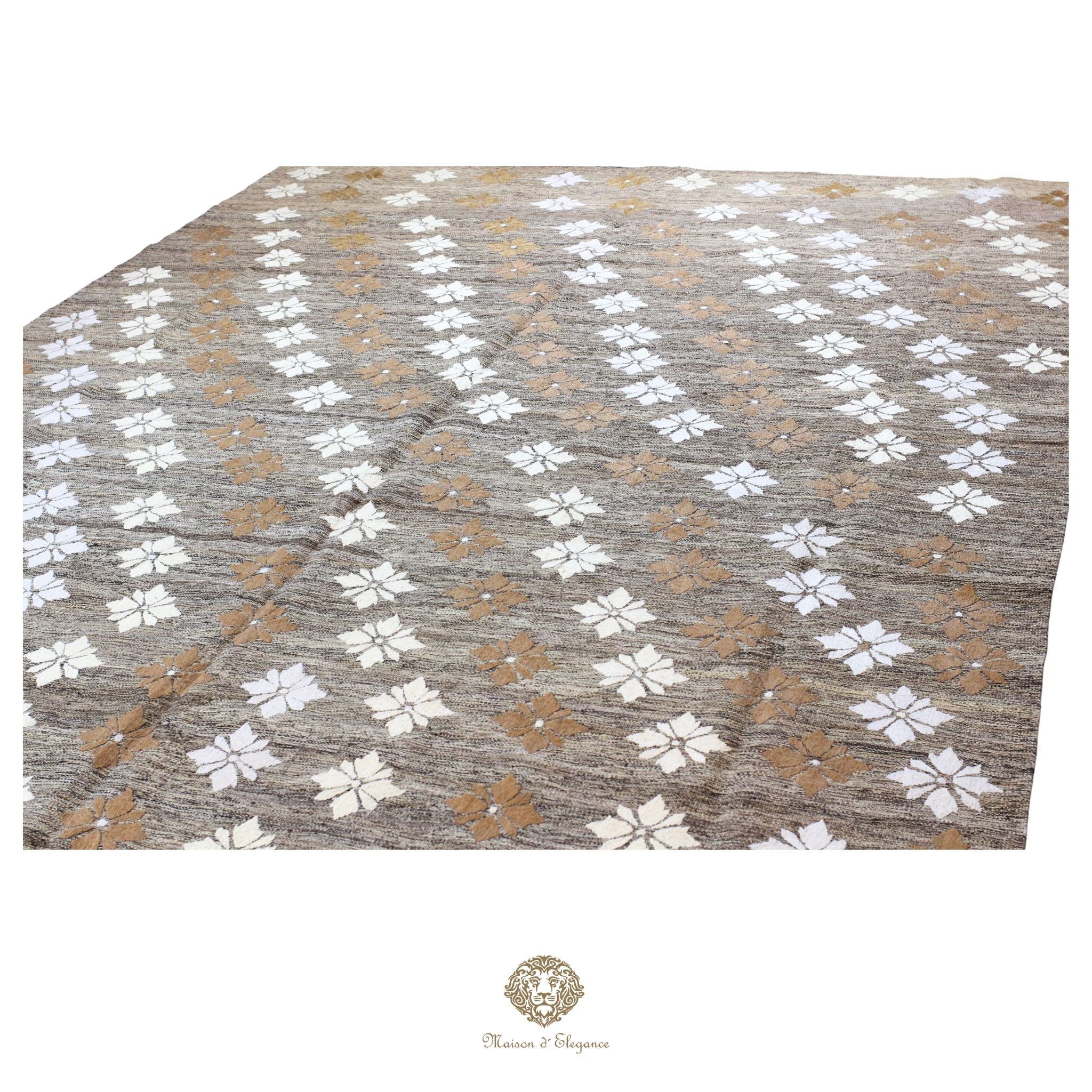 Kilim única moderna Tejido a Mano | Alfombra Plana de Lana y Seda con Tintes Naturales 272x344 cm