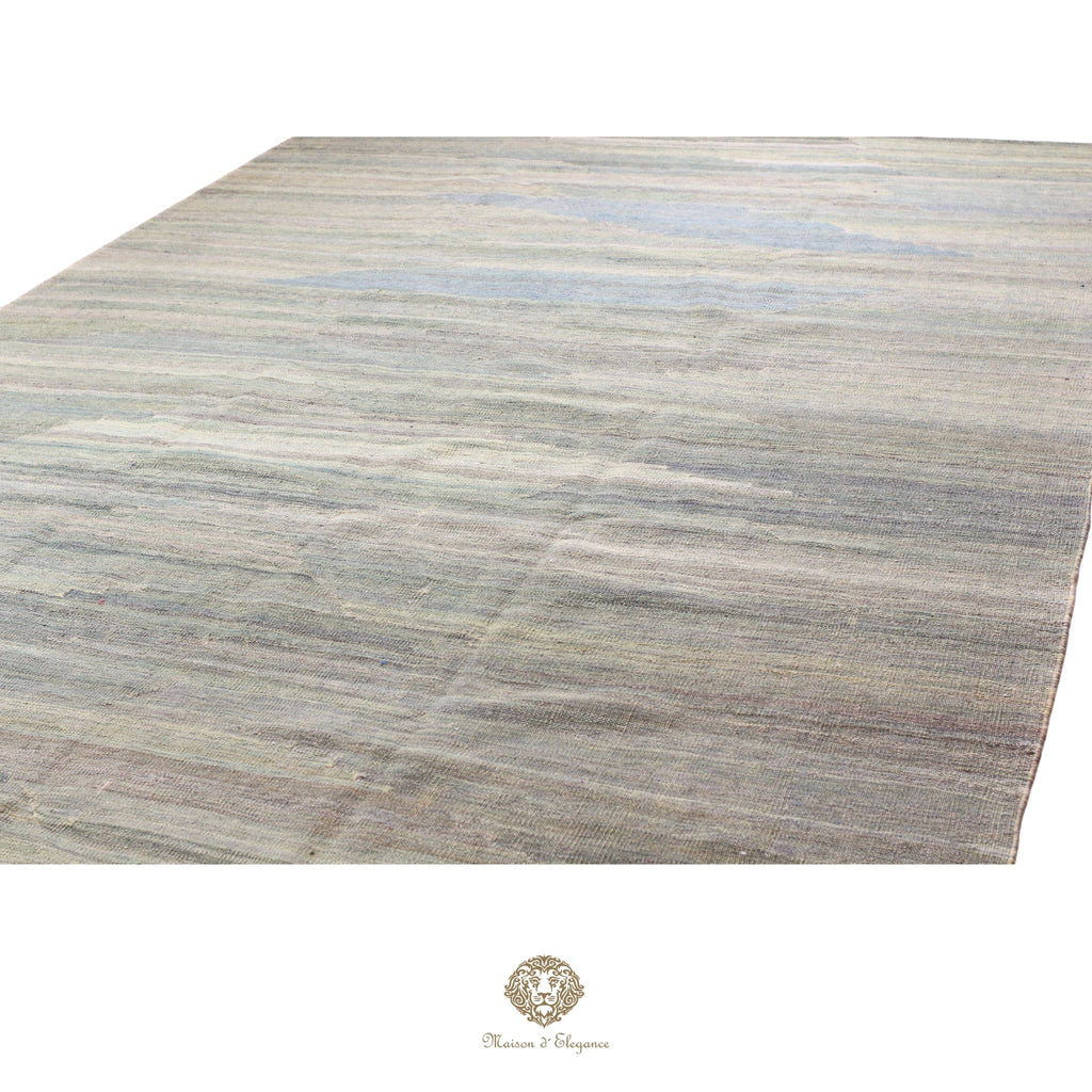 Alfombra Kilim moderna de lana lisa en color neutro con tejido plano | Colección Maison Zagros 229x310 cm