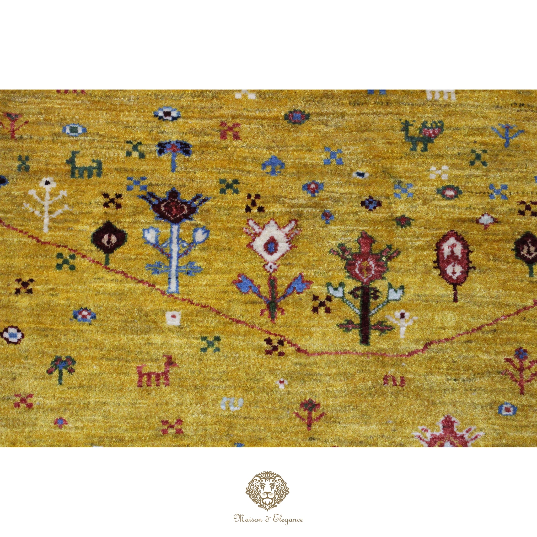 Alfombra Loribaft amarilla persa Artesano nómada | Lana Artesanal 80x116 cm