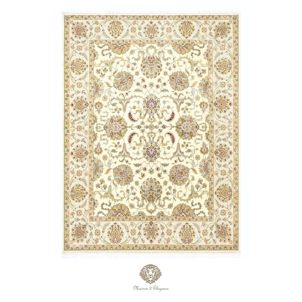 Decorative rug with intricate patterns on a white background