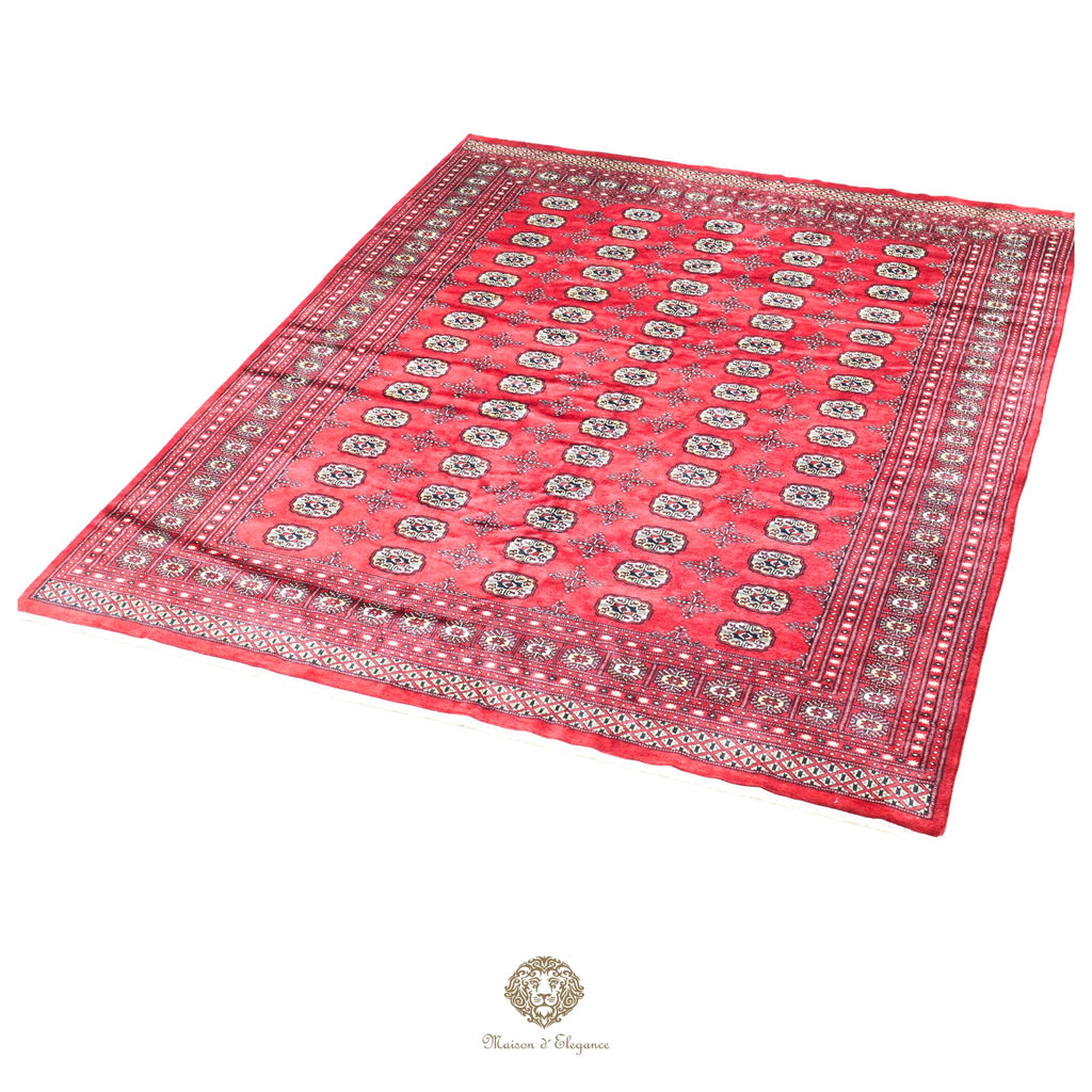 Red patterned fabric on a red background