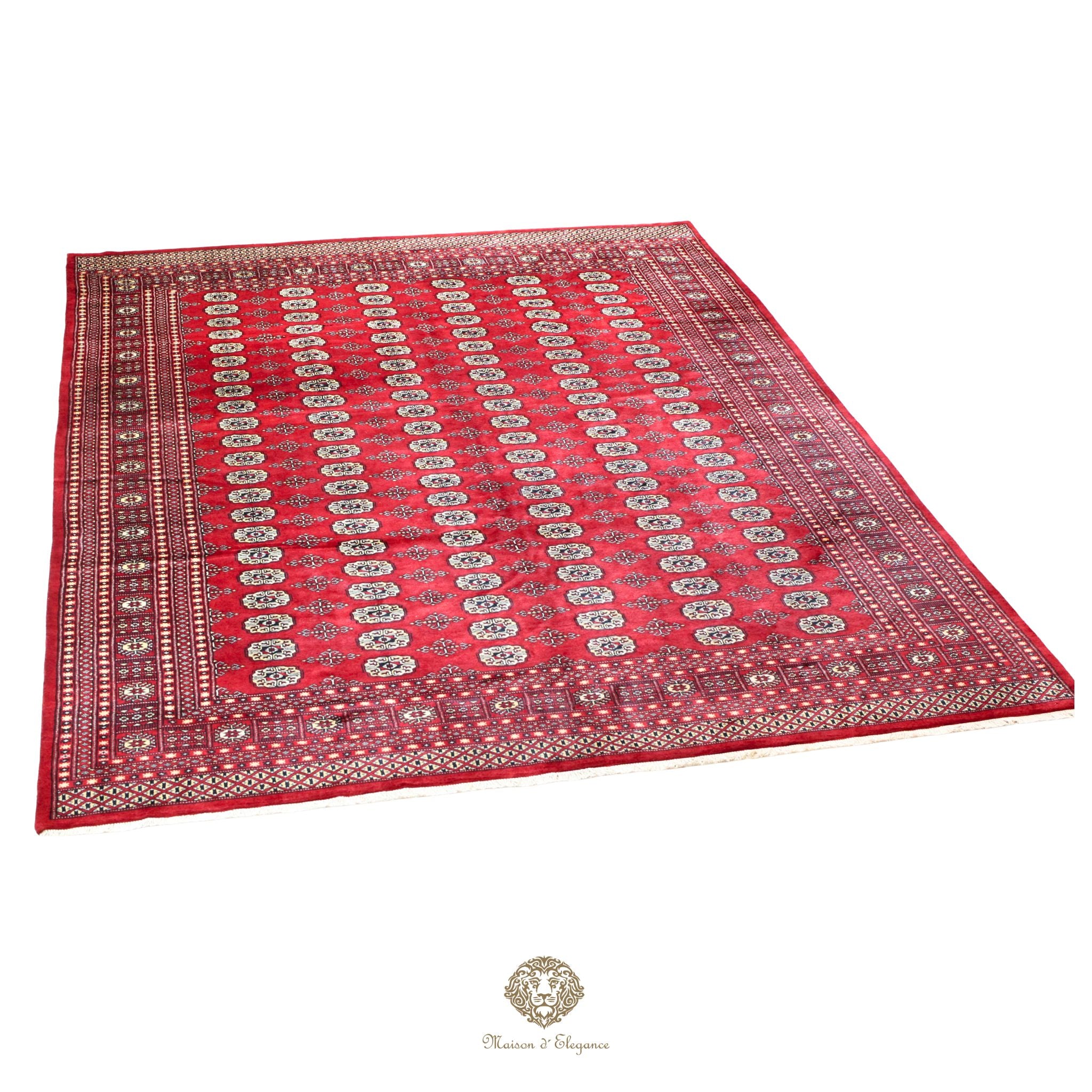 Red patterned rug on a red background
