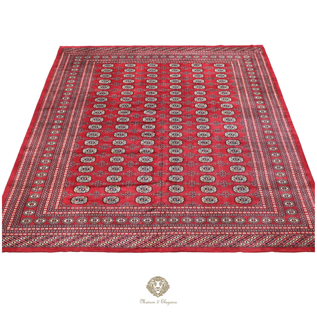Alfombra Bukhara Fino Bordó Lana Natural Diseño Oriental | Lana 274X366 cm