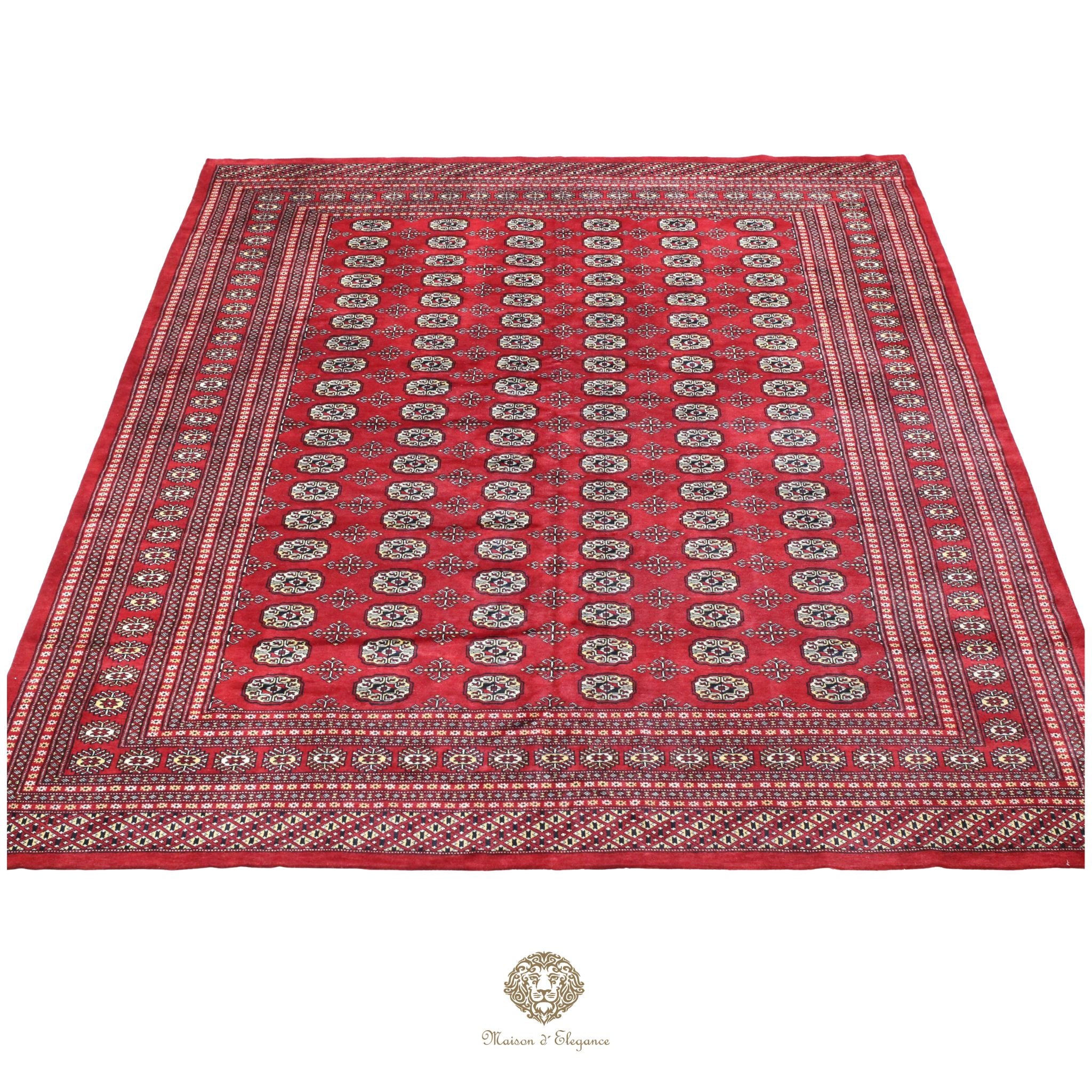 Alfombra Bukhara Fino Bordó Lana Natural Diseño Oriental | Lana 274X366 cm
