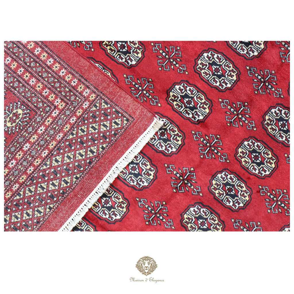 Alfombra Bukhara Fino Bordó Lana Natural Diseño Oriental | Lana 274X366 cm