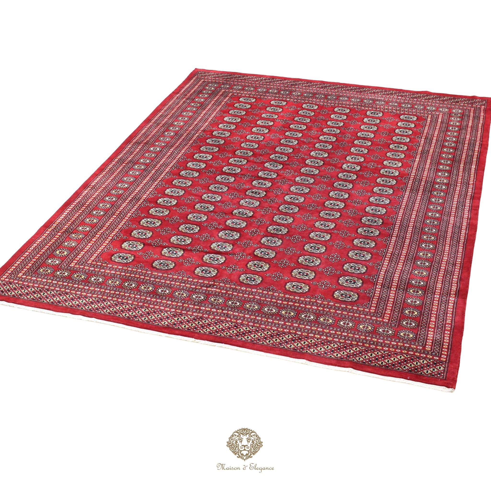 Red patterned rug on a white background