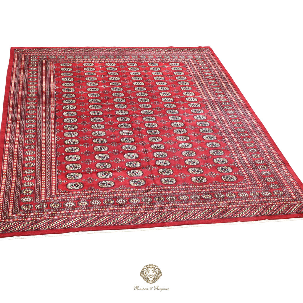 Alfombra Bukhara Fino Bordó Lana Natural Diseño Oriental | Lana 274X366 cm