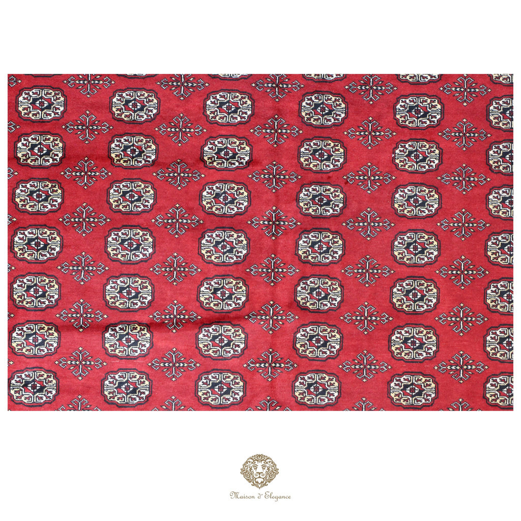 Alfombra Bukhara Fino Bordó Lana Natural Diseño Oriental | Lana 274X366 cm