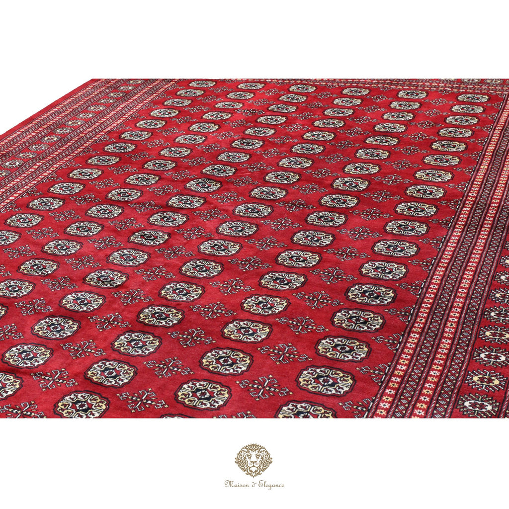 Alfombra Bukhara Fino Bordó Lana Natural Diseño Oriental | Lana 274X366 cm
