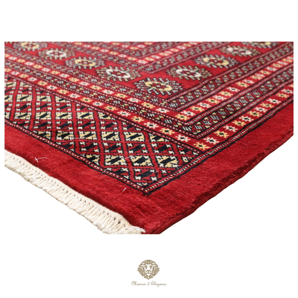 Alfombra Bukhara Fino Bordó Lana Natural Diseño Oriental | Lana 274X366 cm