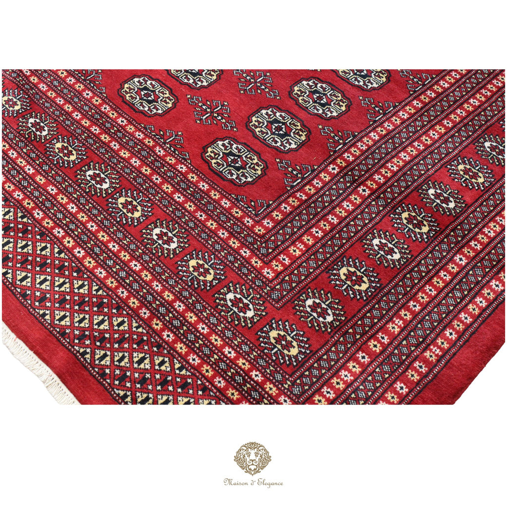 Alfombra Bukhara Fino Bordó Lana Natural Diseño Oriental | Lana 274X366 cm