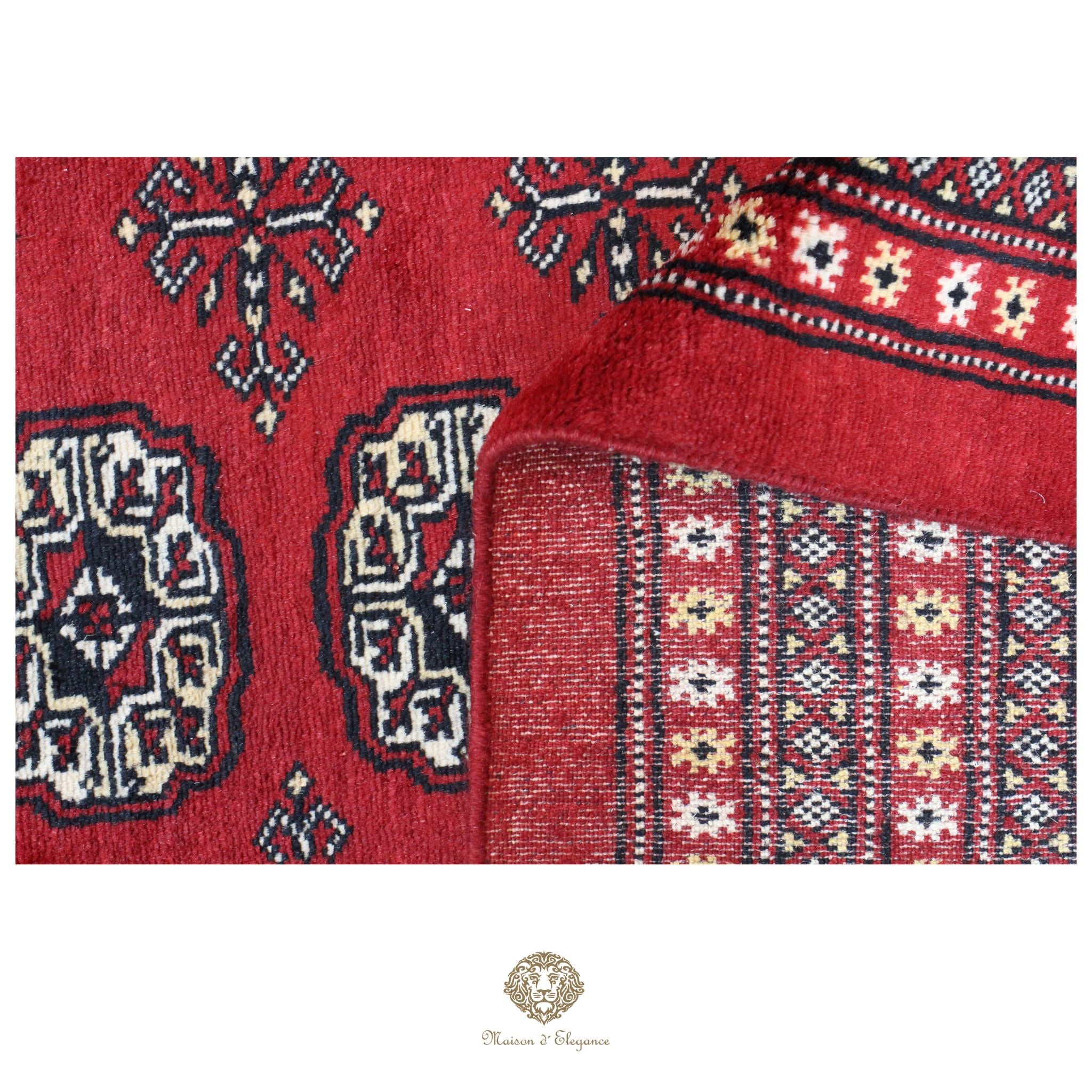 Alfombra Bukhara Fino Bordó Lana Natural Diseño Oriental | Lana 274X366 cm
