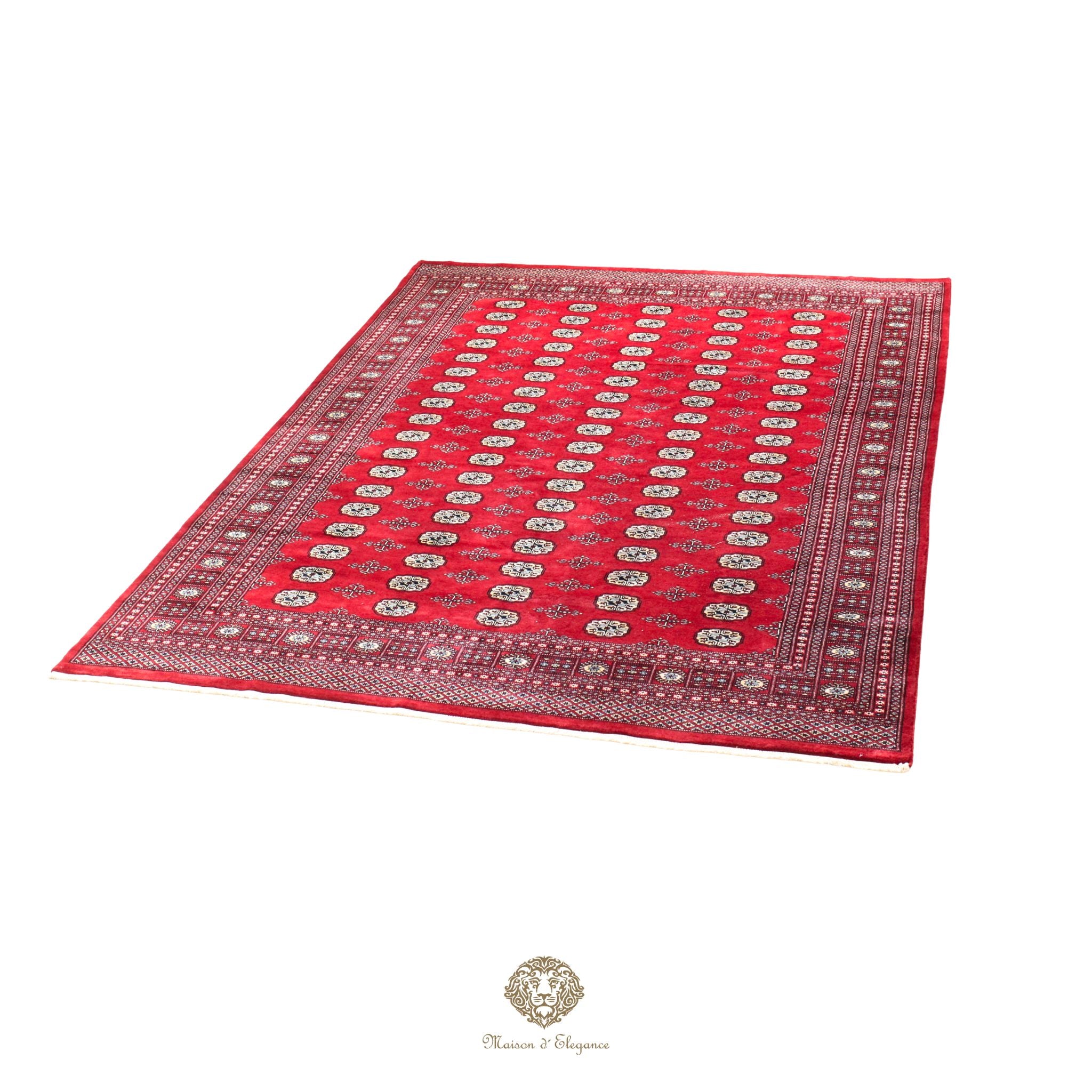 Red patterned rug on a red background