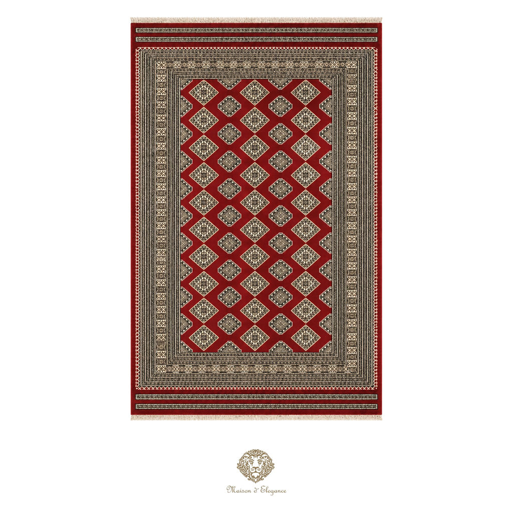 Alfombra de lana Jaldar Bukhara de colores intensos con diseño geométrico | Tradicional 203x312 cm