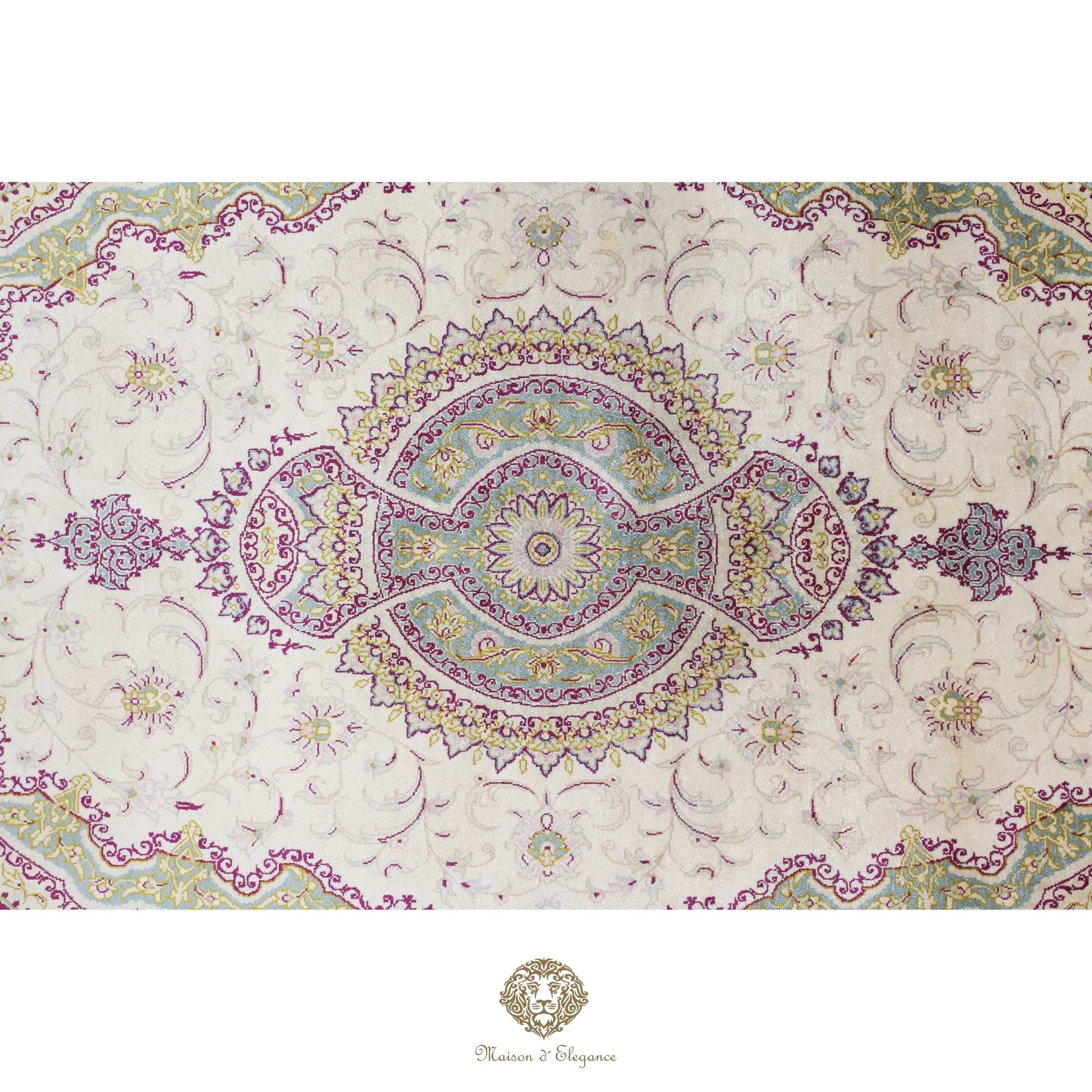 Decorative table runner with intricate paisley pattern on a white background