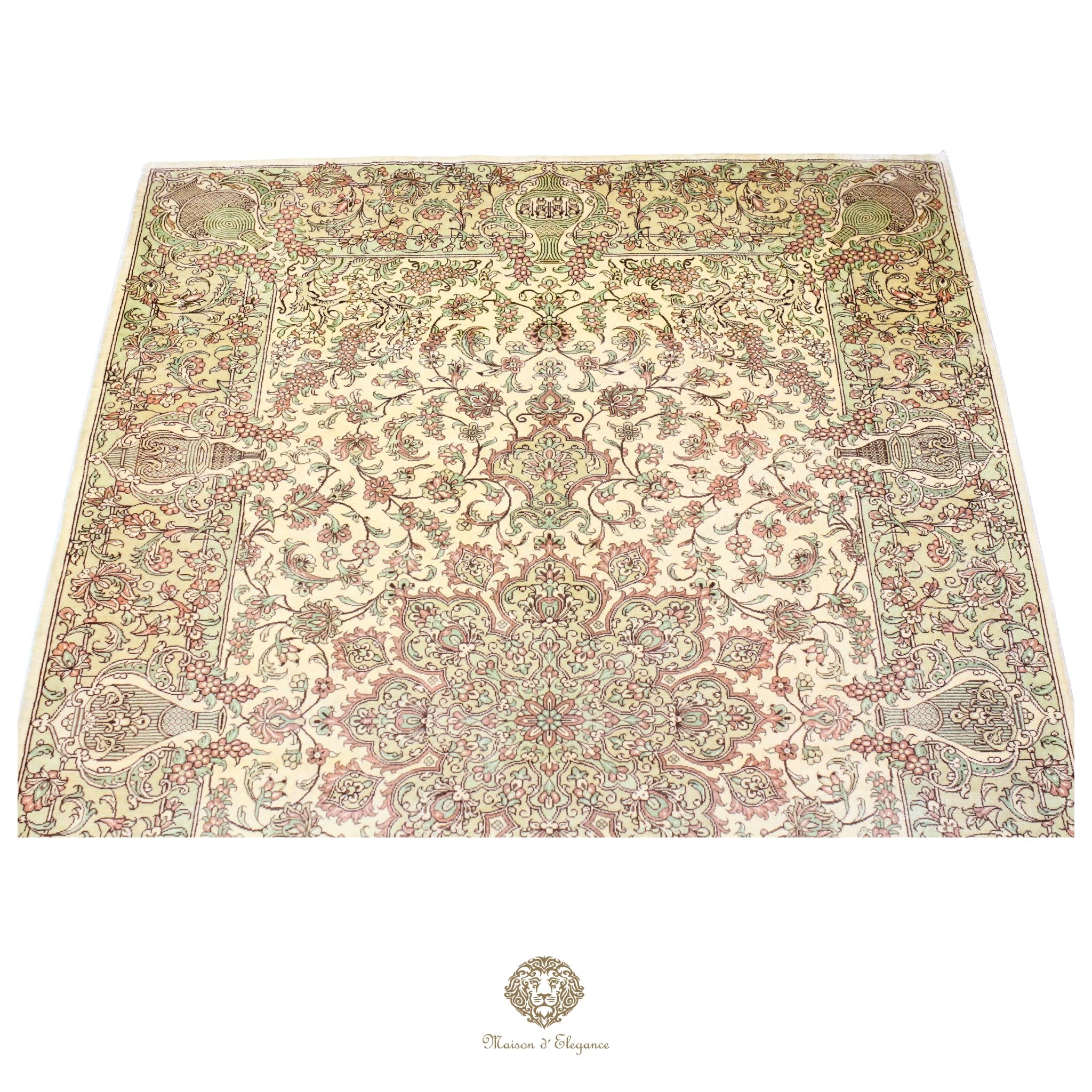 Decorative floral-patterned rug on a white background
