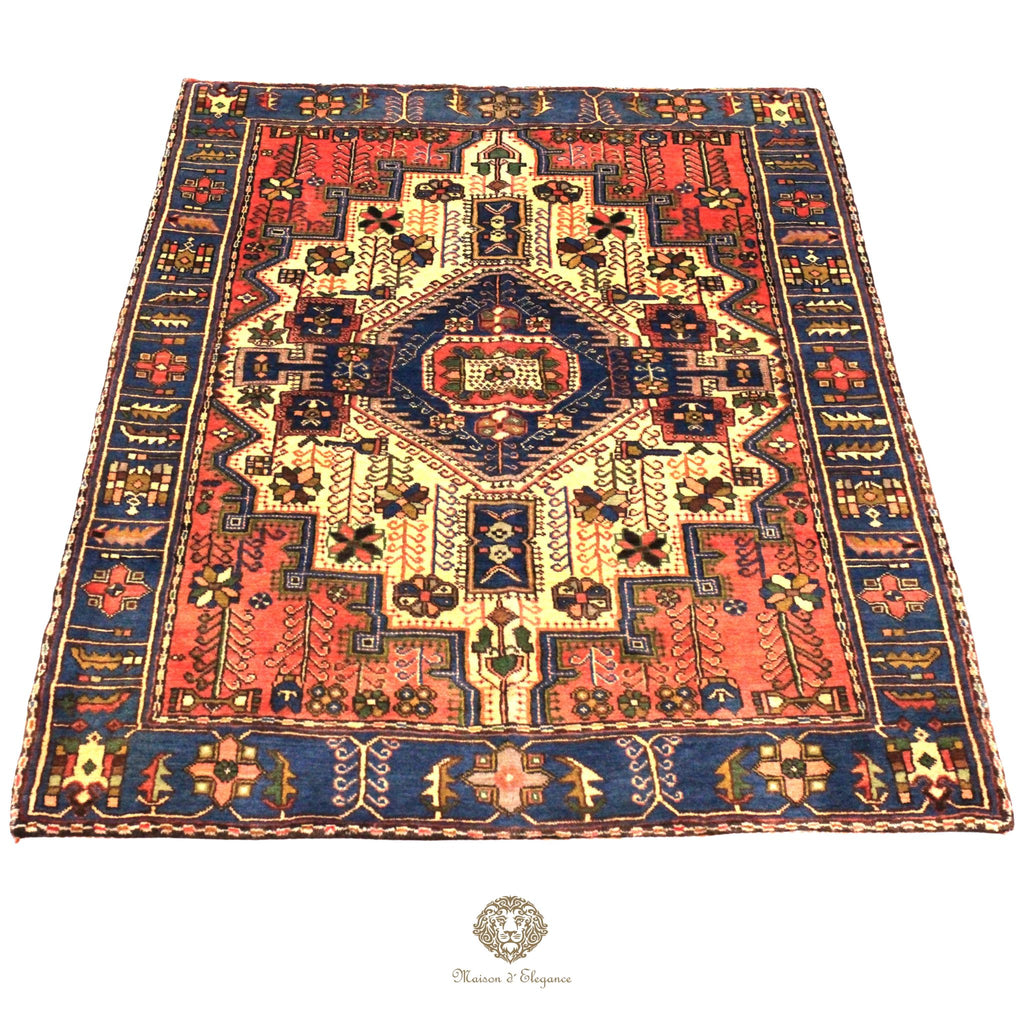 Decorative rug with intricate patterns on a white background