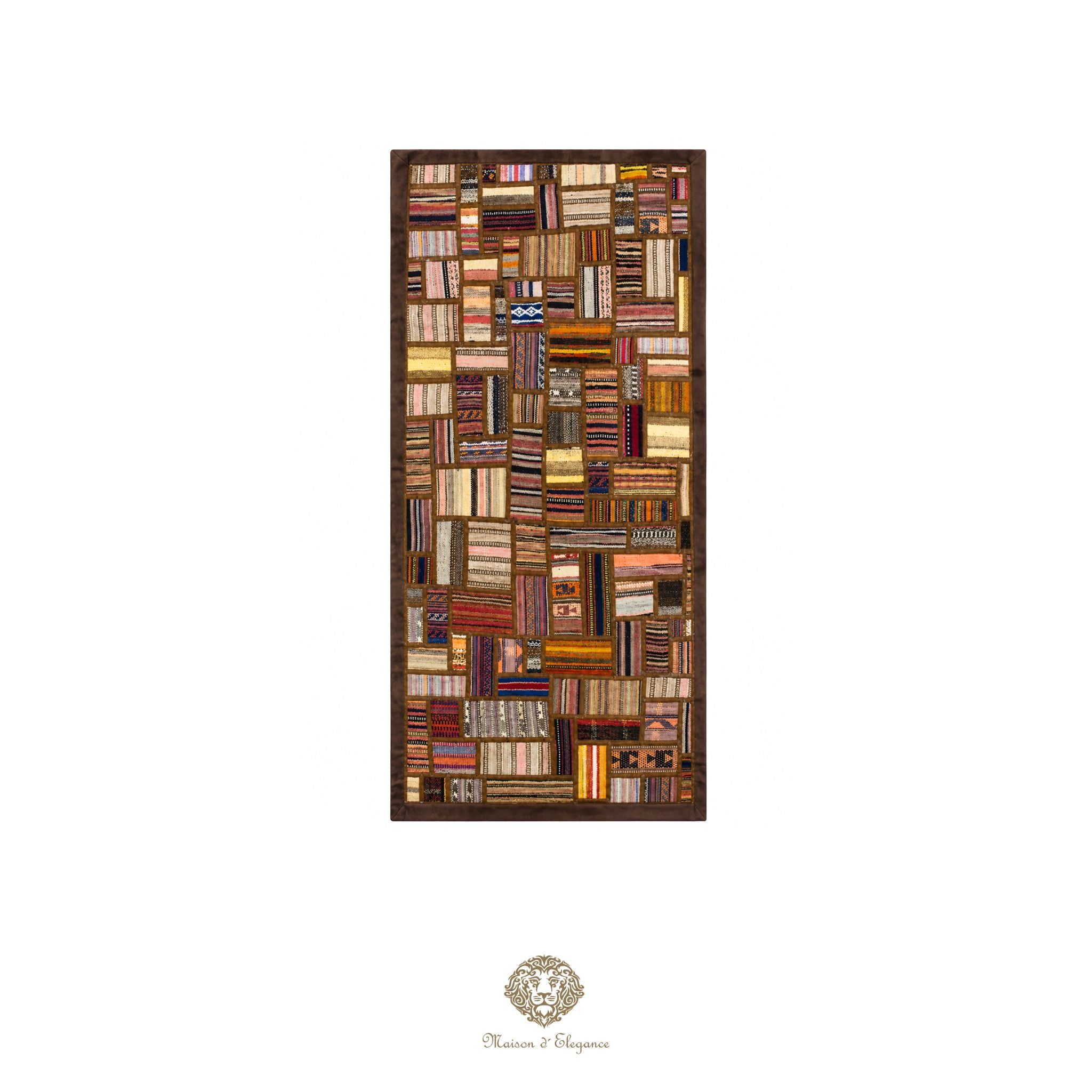 Alfombra persa Kilim Patchwork Runner | Cosido con refuerzo de cuero 69x148 cm
