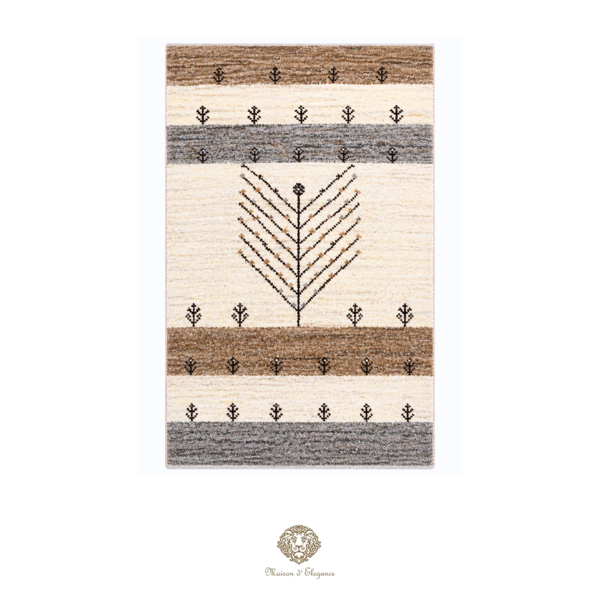 Alfombra persa Kashkuli blanca | Gabbeh de lana hecha a mano 61x92 cm