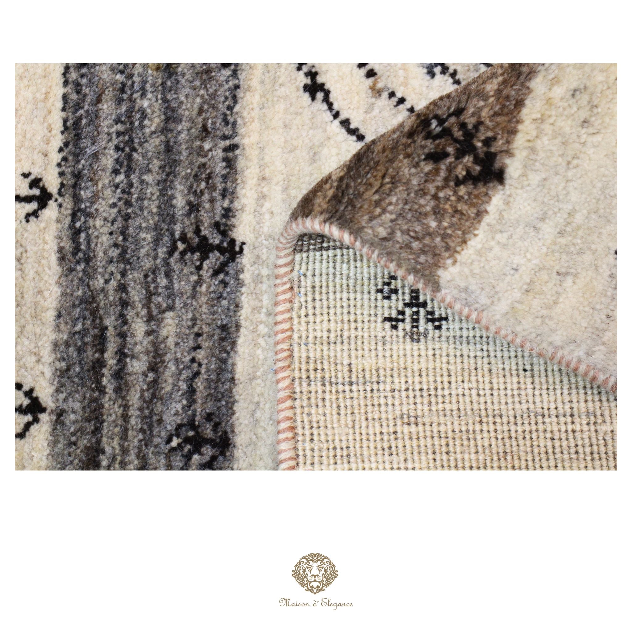 Alfombra persa Kashkuli blanca | Gabbeh de lana hecha a mano 61x92 cm