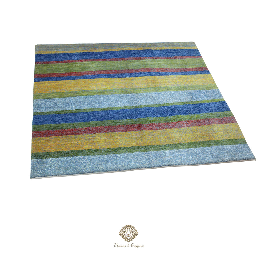 Multicolored striped rug on a colorfull background