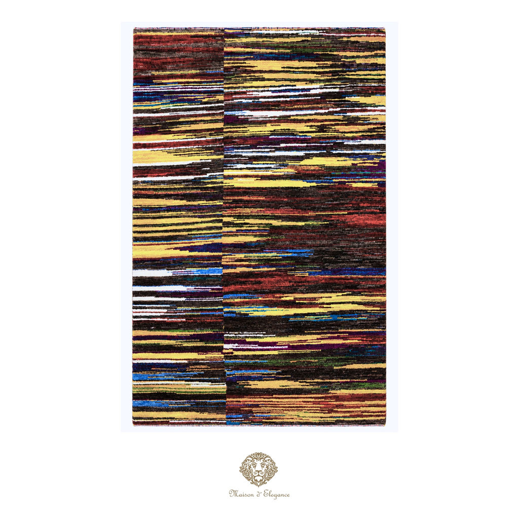 Multicolored abstract patterned rug on a colorfull background