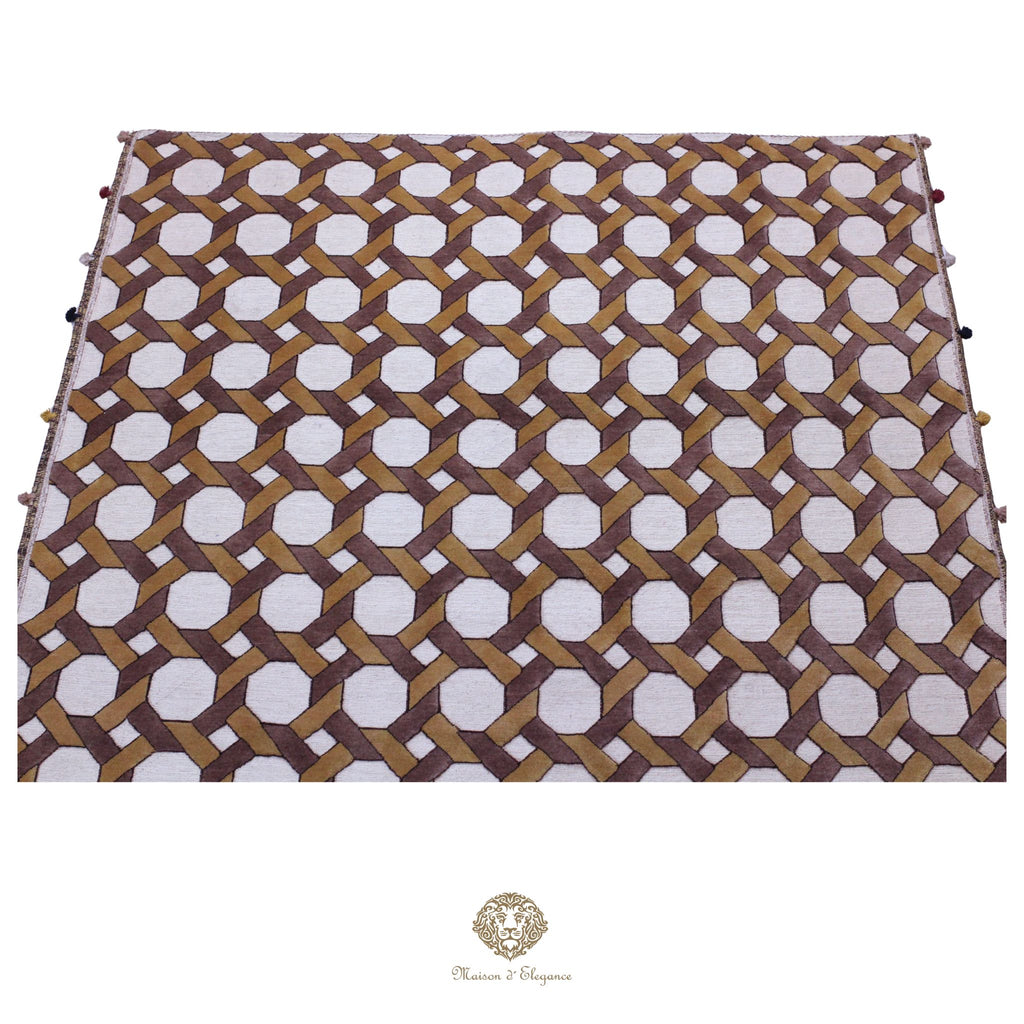 Decorative fabric with geometric pattern on a white background