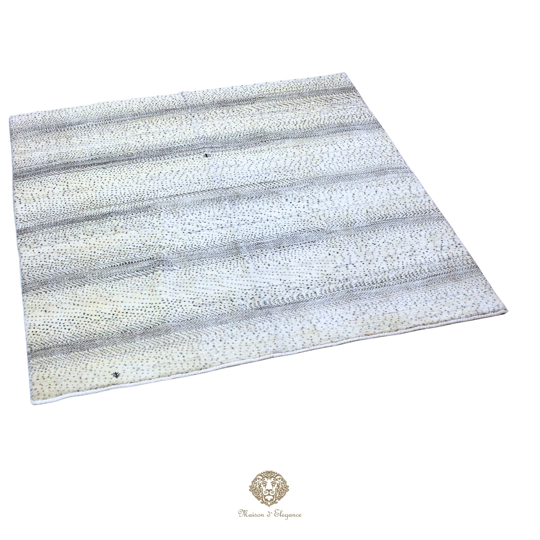 Alfombra persa Kashkuli blanca tribal | Gabbeh de lana hecha a mano 185 x 199 cm