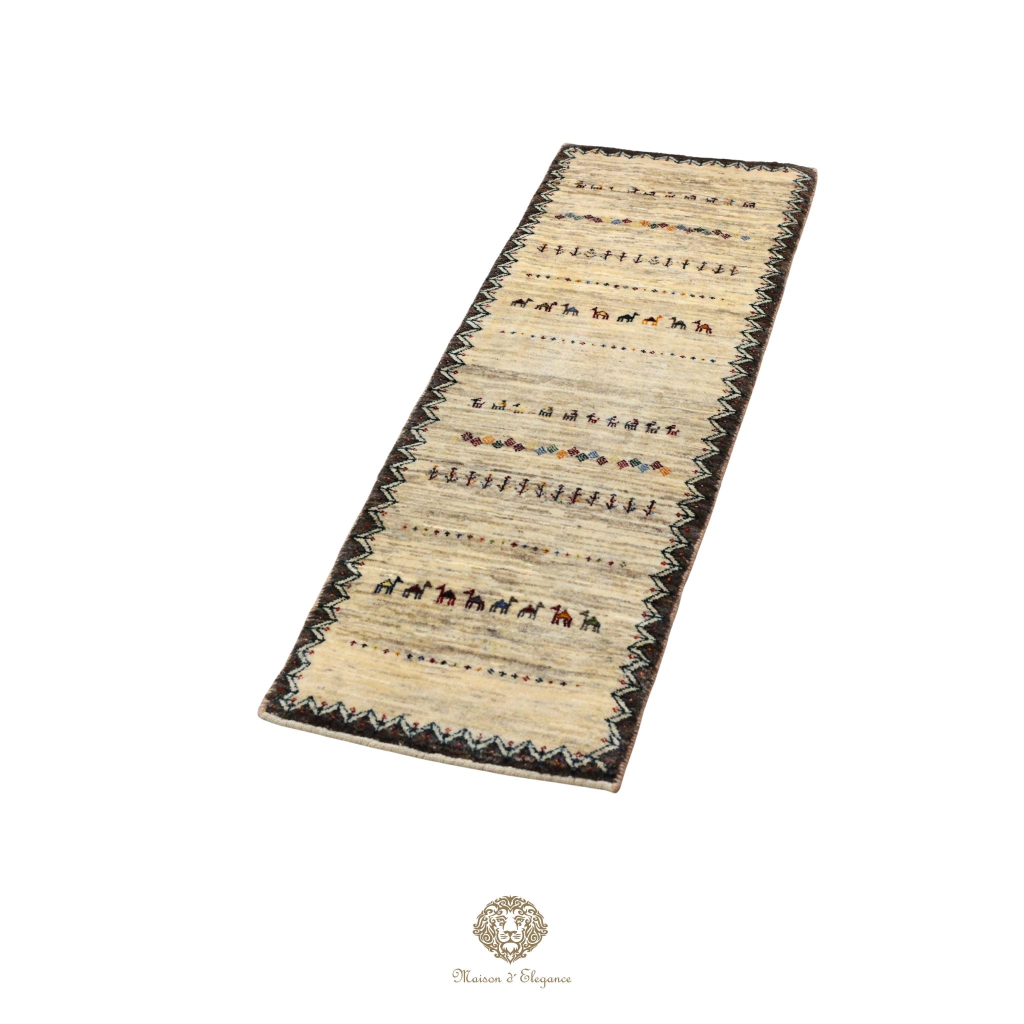 Decorative rug with intricate patterns on a white background