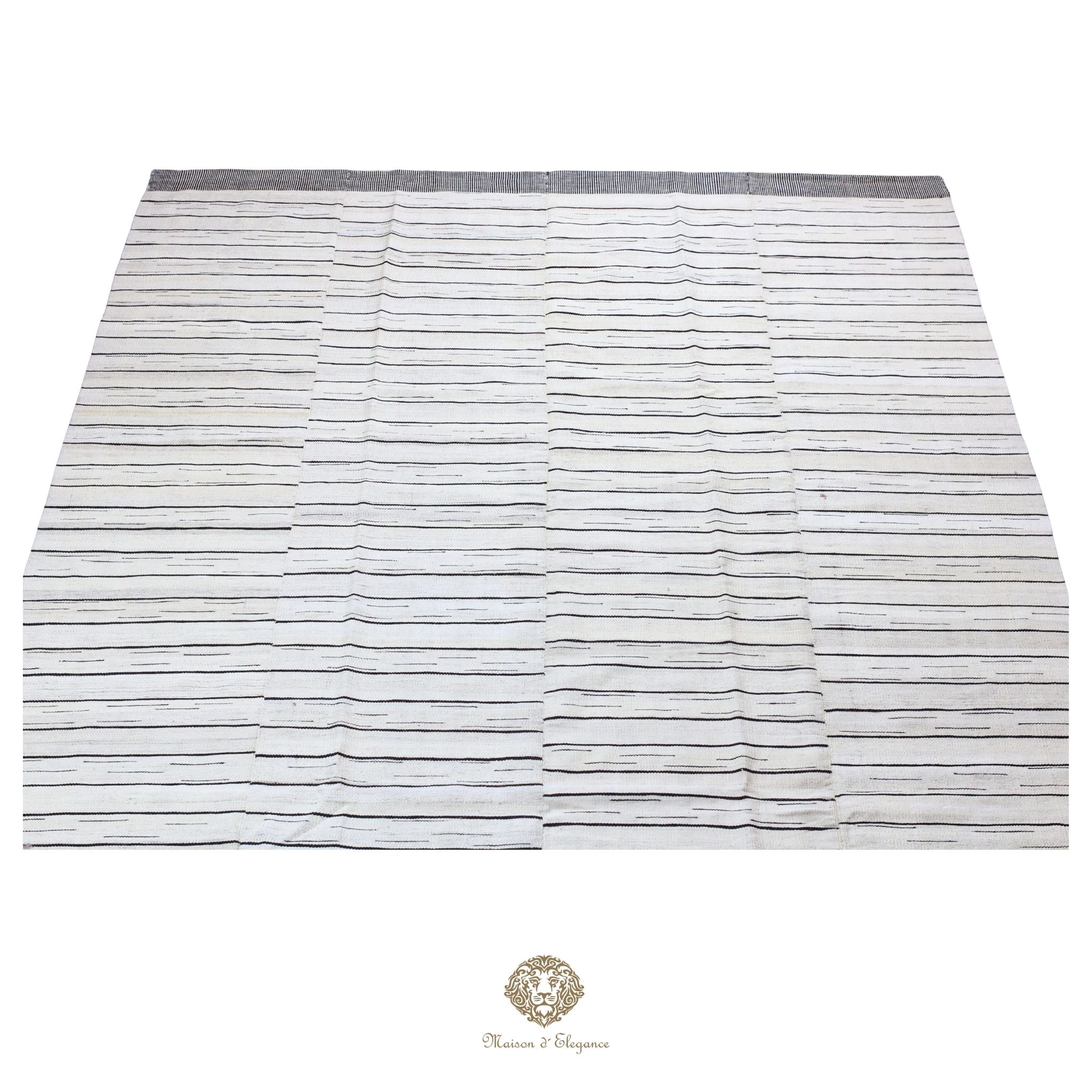 Alfombra persa Kia Sar Kilim hecha a mano de lana, blanca | Kilim de diseño Maison moderne 208 x 300 cm