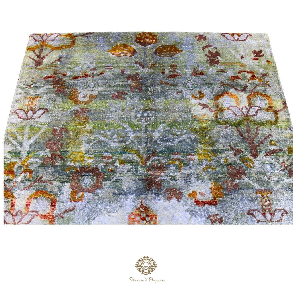 Decorative rug with floral pattern on a white background