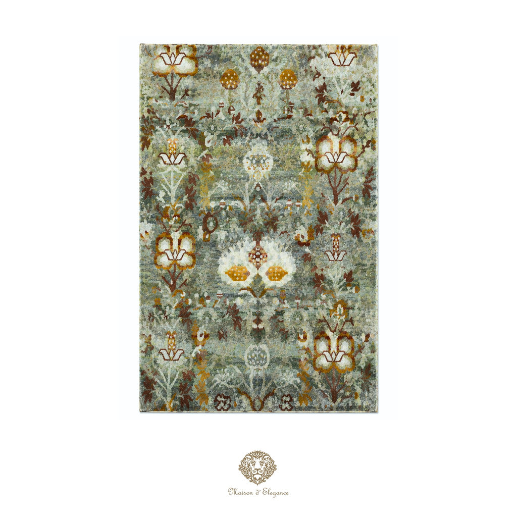 Decorative rug with floral pattern on a white background