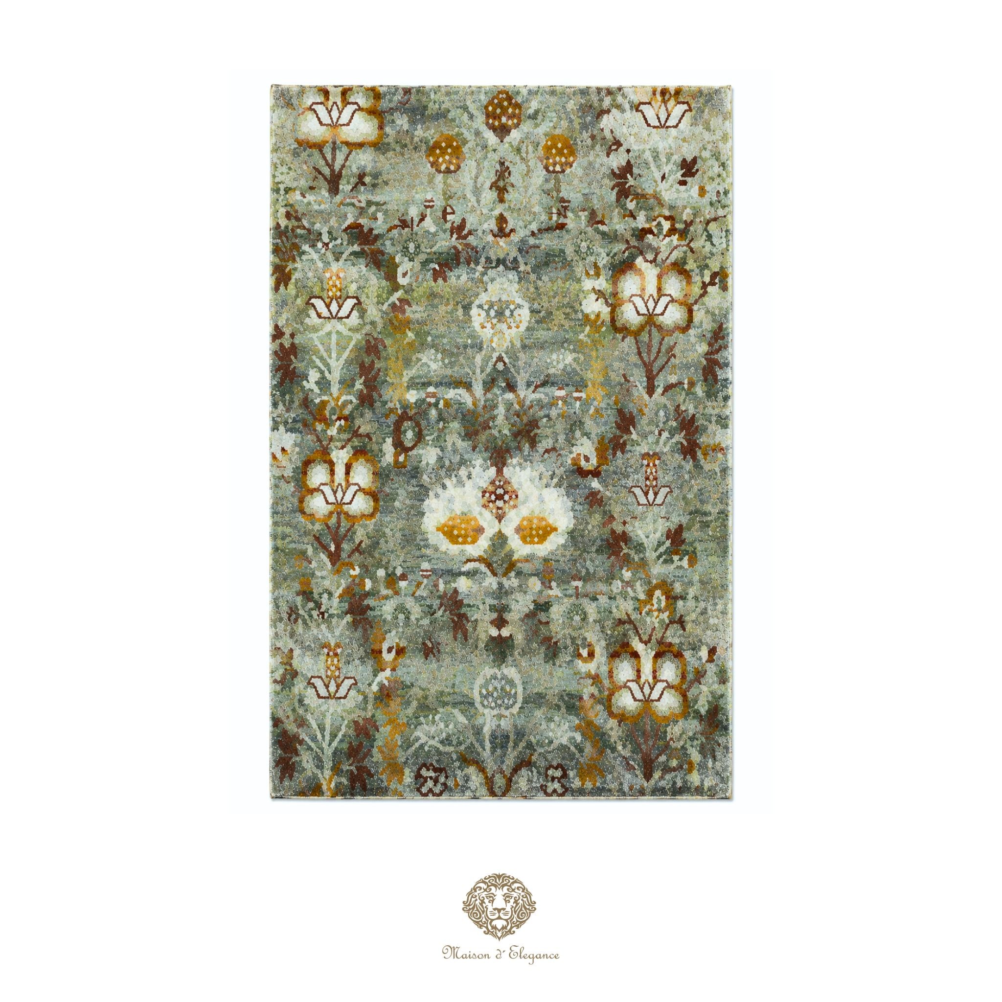 Decorative rug with floral pattern on a white background