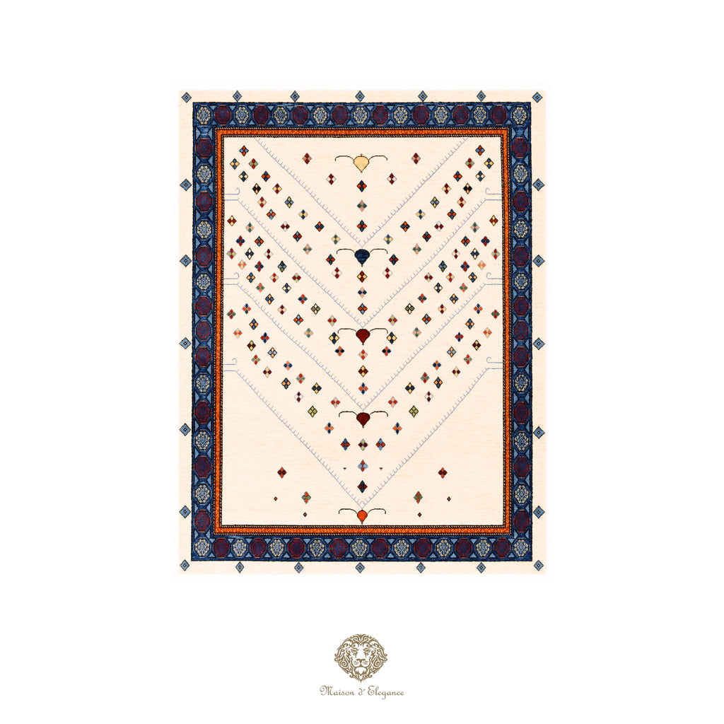 Decorative mat with card suit symbols and border design on a white background