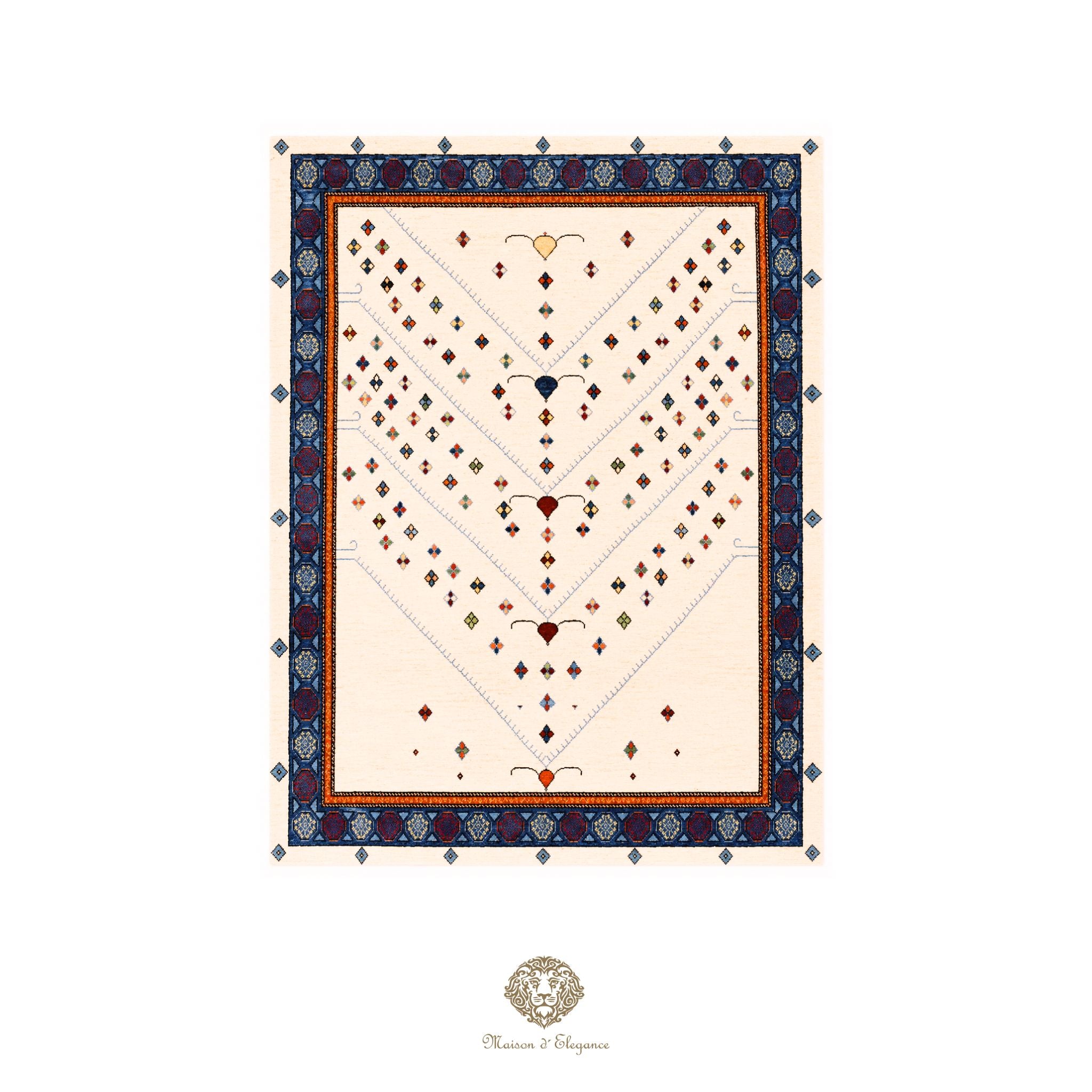 Decorative mat with card suit symbols and border design on a white background