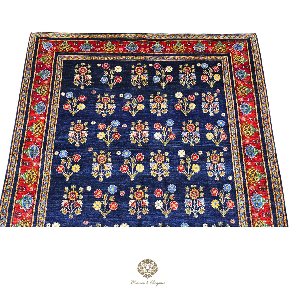 Alfombra persa Trible Fine Kashkuli con tintes naturales | Gabbeh de lana hecha a mano 164 x 238 cm