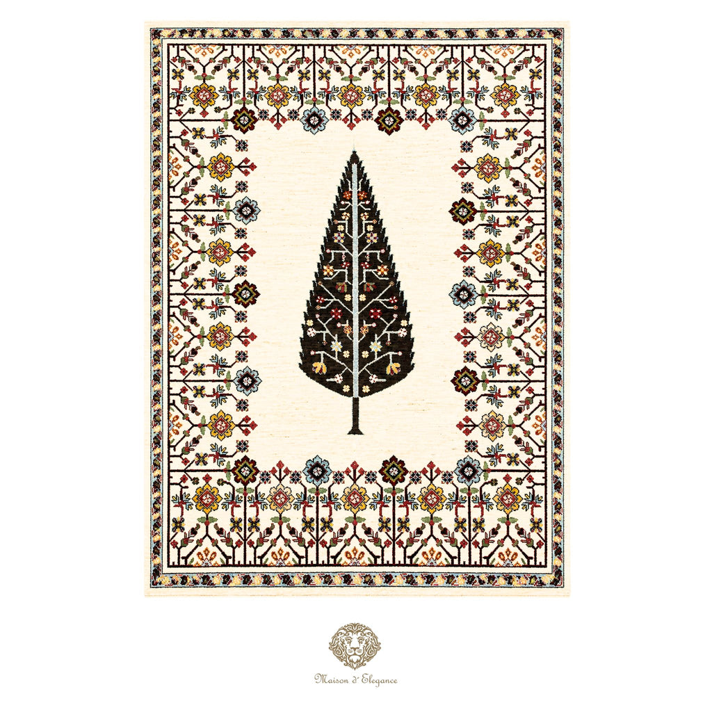 Alfombra persa de lana hecha a mano Kashkuli Nomadic | Diseño Cypress 150 x 191 cm