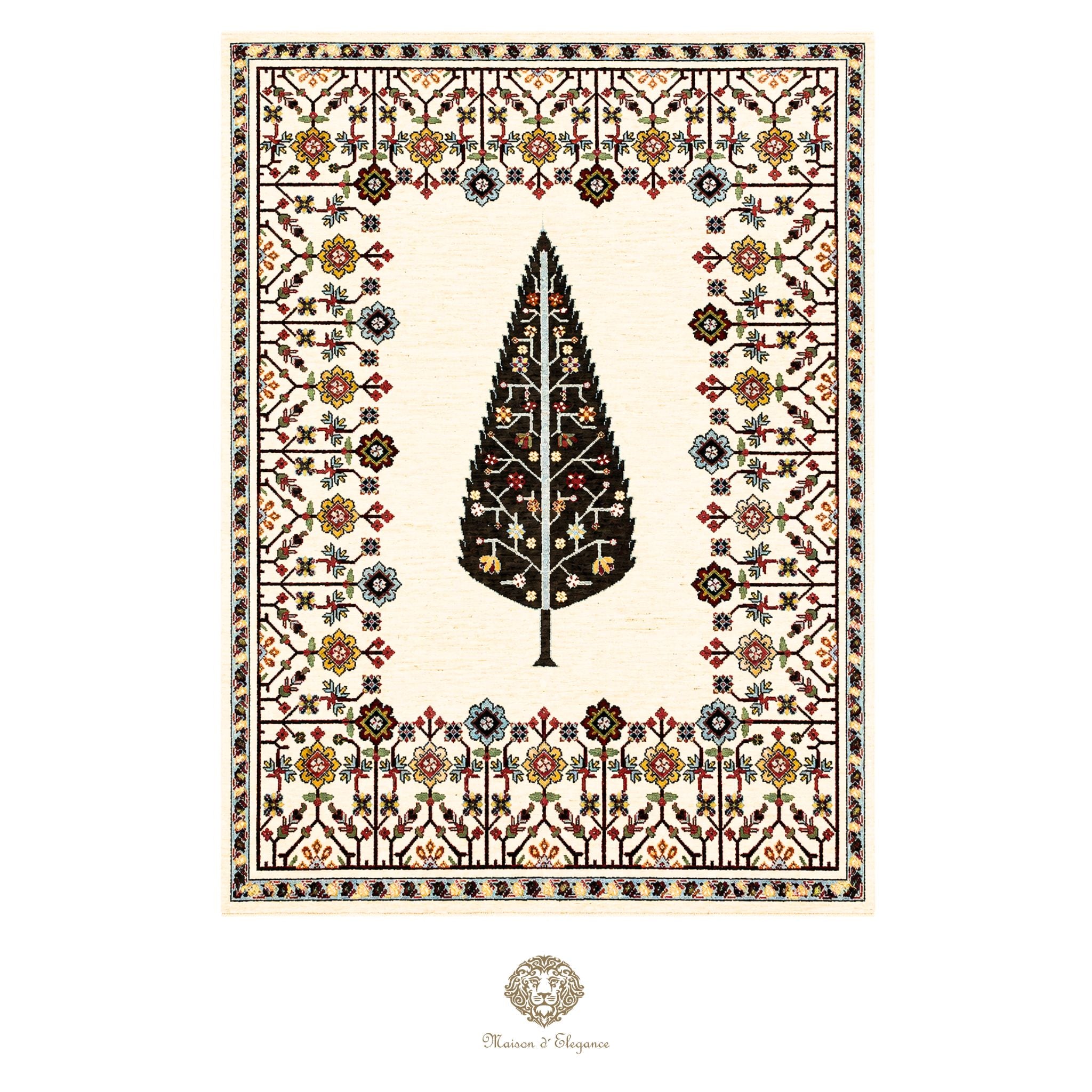 Alfombra persa de lana hecha a mano Kashkuli Nomadic | Diseño Cypress 150 x 191 cm