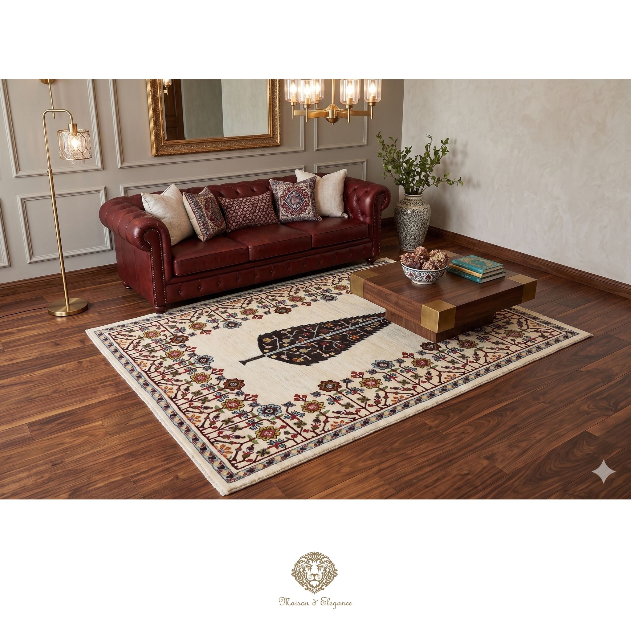 Alfombra persa de lana hecha a mano Kashkuli Nomadic | Diseño Cypress 150 x 191 cm