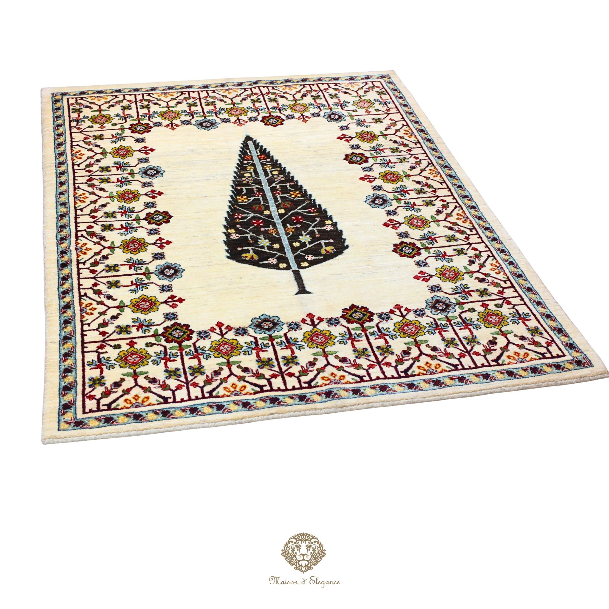 Alfombra persa de lana hecha a mano Kashkuli Nomadic | Diseño Cypress 150 x 191 cm