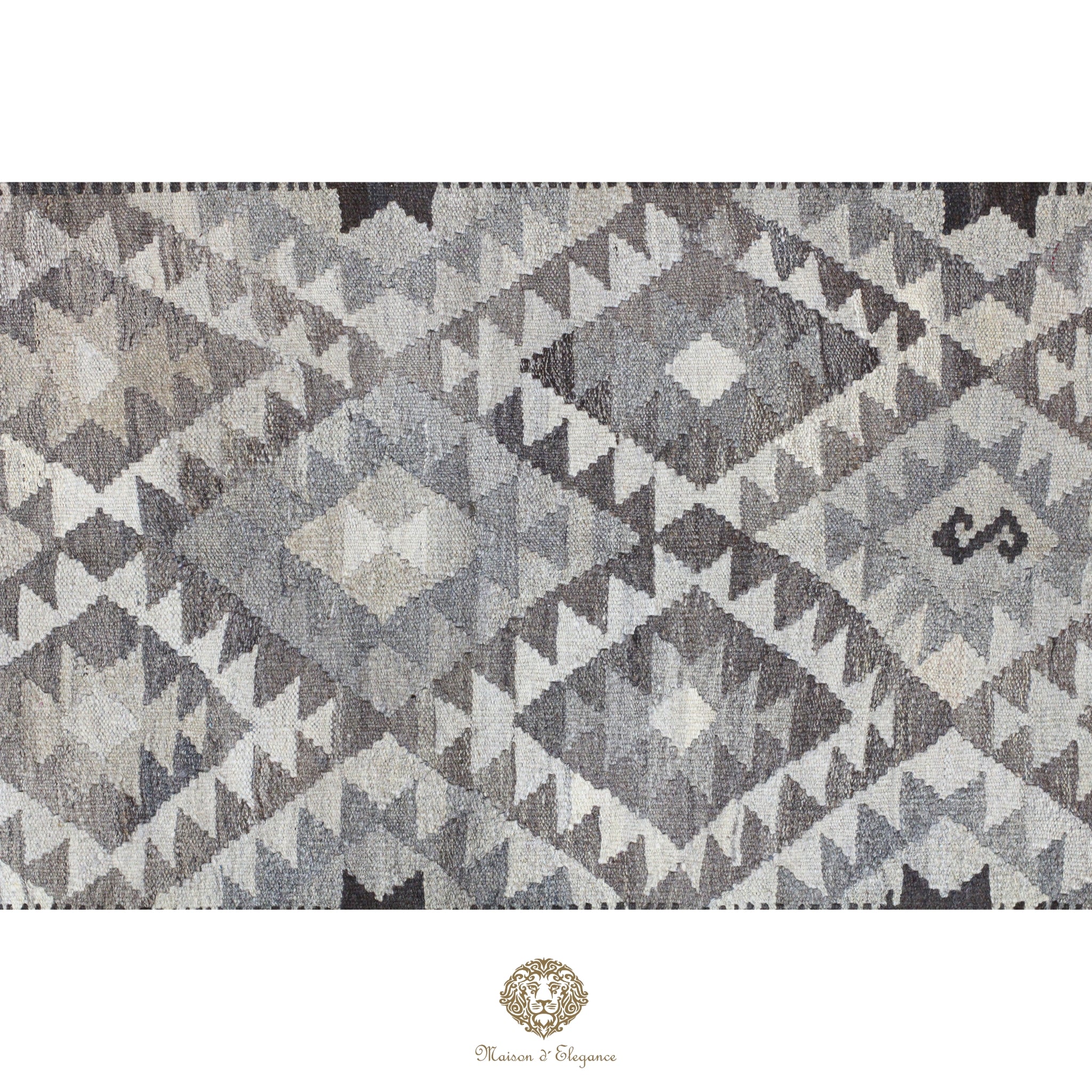 Alfombra Kilim Geométrico Transicional 1124x193cm Lana Pura Teñido Natural - Artesanal