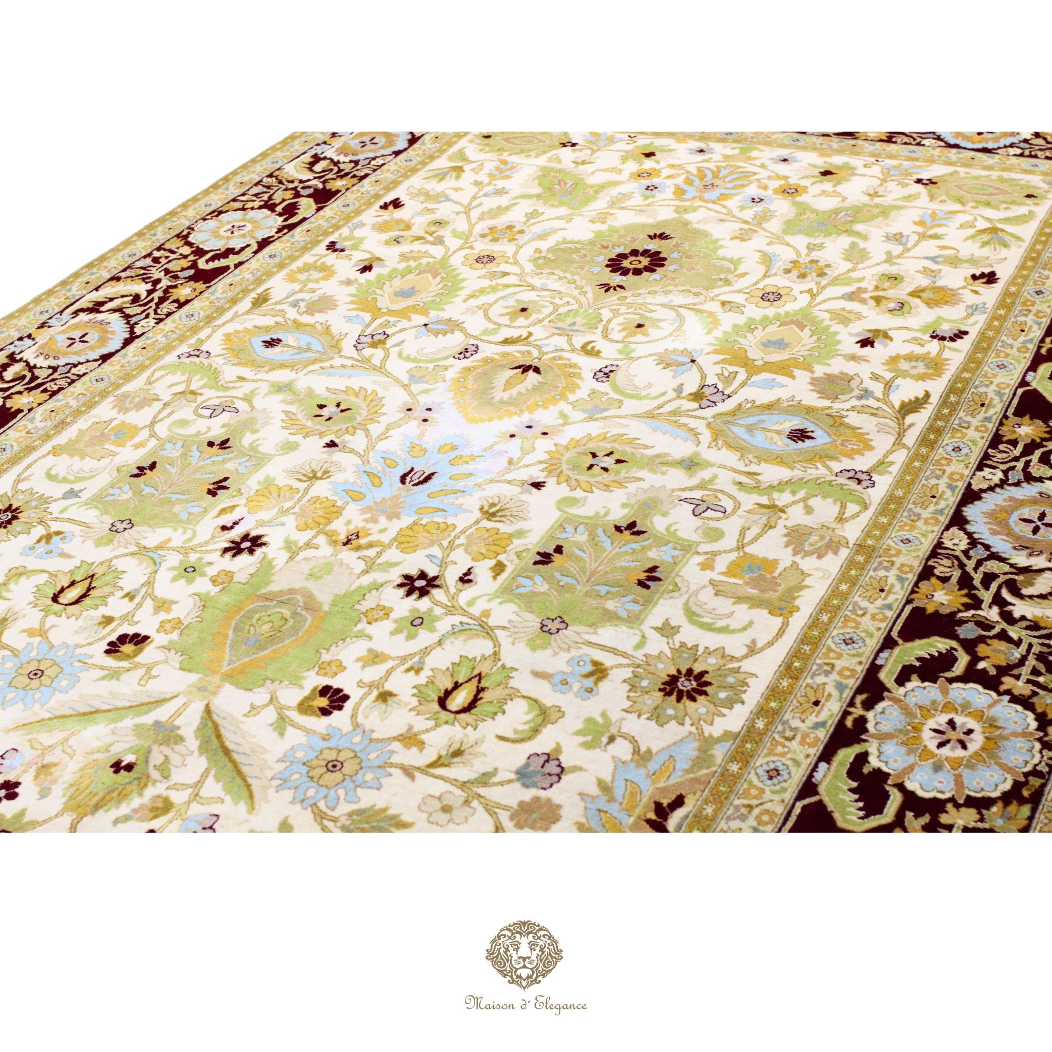 Alfombra Diseño Aubusson Floral Verde Lana Superfina | Imperio Maison Alfombra 184 x 291 cm