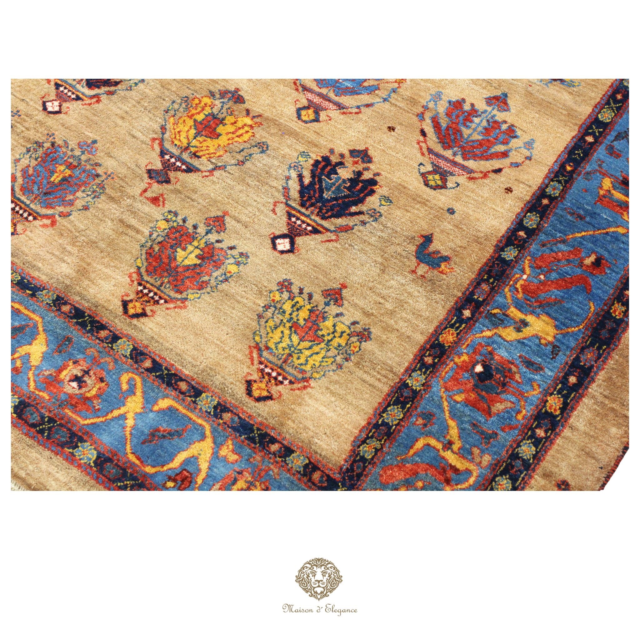 Alfombra persa Trible Fine Kashkuli con tintes naturales | Loribaft de lana hecha a mano 153 x 270 cm